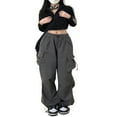 thumbnail image 2 of Ladies Cargo Pants  Solid Loose Trousers with Elastic Waistband and Pockets, 2 of 9