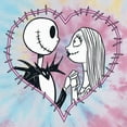 thumbnail image 2 of Juniors' The Nightmare Before Christmas Jack and Sally Couple Heart Stitch Graphic Cropped T-Shirt Blue/Pink/Light Yellow Large, 2 of 4