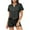 Black, variant on Abomasnow Womens 2 Piece Lounge Set Ribbed Knit Short Sleeve Pullover Tops and Drawstring Pants Casual Summer Pajamas Set