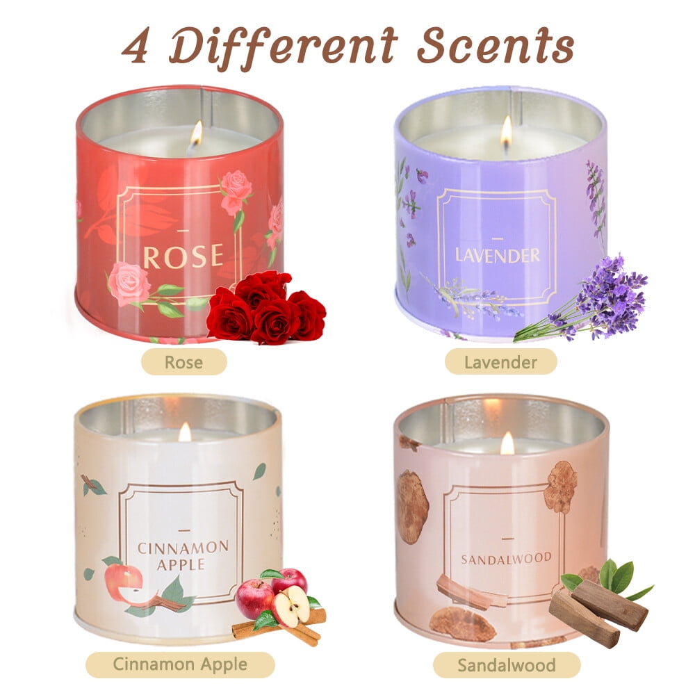AYAMAYA 4 Pack Scented Candles Set, Jar Soy Wax Aromatherapy Candles for Home Scented, 200-Hour Long-Lasting Burn Time, Gift for Women Christmas New Year Birthday Valentine