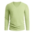 thumbnail image 3 of Men's Casual Solid Color V Neck Pullover Shirt Faddish Long Sleeve Soft Casual Basic T Shirts Lightweight Slim Fit Sports Shirt, 3 of 7