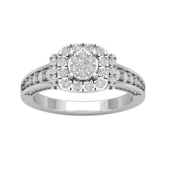 Araiya Sterling Silver Diamond Halo Ring (1 cttw, I-J Color, I2-I3 Clarity), Size 7