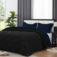 thumbnail image 2 of DNG Creations 1 Piece Reversible Diamond Pattern Comforter Solid - 100% Egyptian Cotton, 800 TC ( Oversized Queen - Size ) All-Season 550 GSM ( Navy-Blue/Black Colour ), 2 of 7