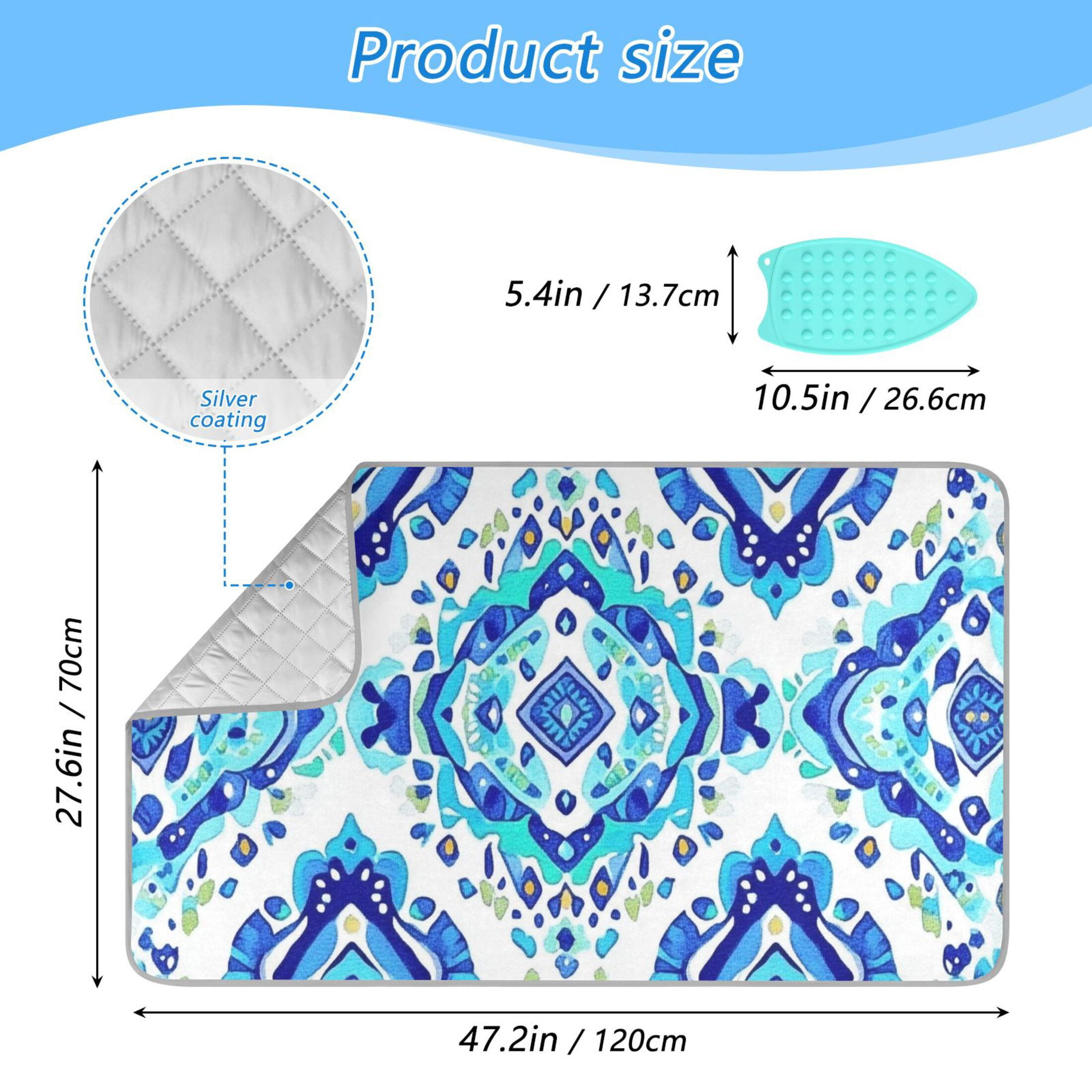 Abstract Turquoise Rhombus Ironing Mat Blanket Portable Travel Ironing Pad Heat Resistant Pad 47.2" x 27.6”