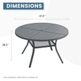 thumbnail image 2 of Vicllax Outdoor Patio Dining Table Dia.47" Slatted Tabletop Metal Frame with Umbrella Hole, Gray, 2 of 7