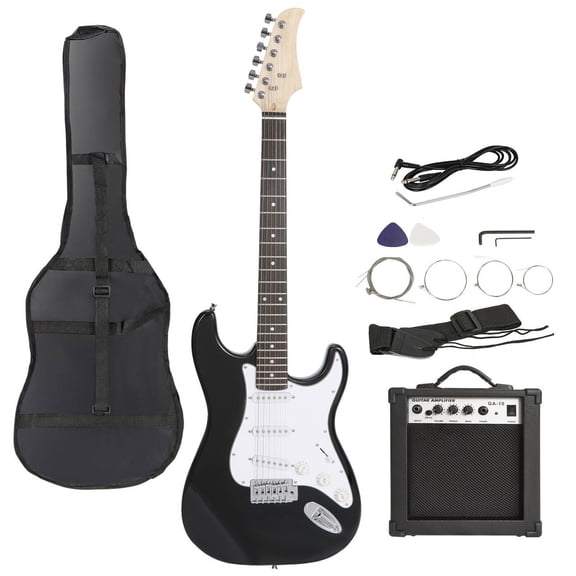 SONGMY Black 39" Full Size Electric Guitar with Amp, Beginner Electric Guitar Starter Kit with Accessories Pack