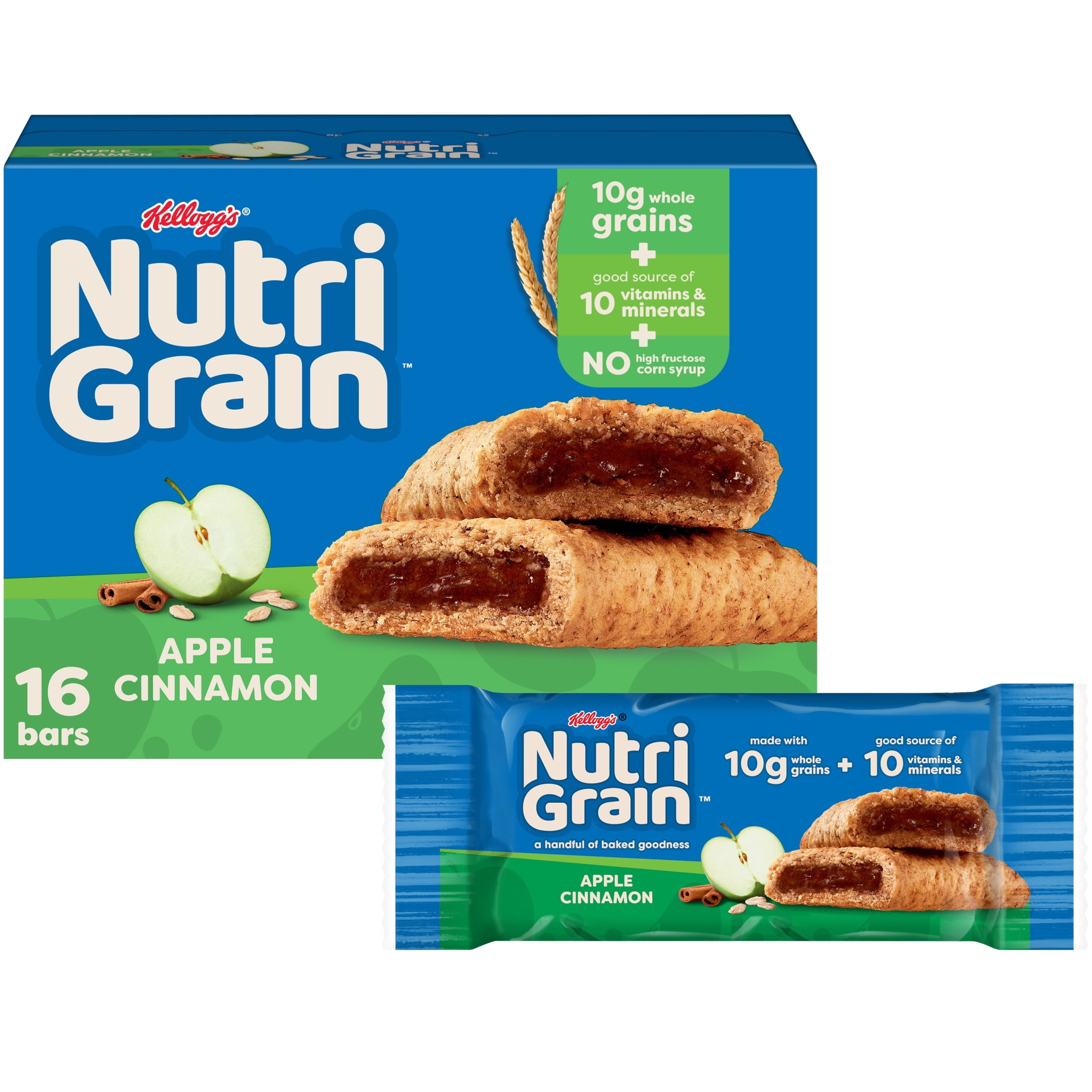 (6 pack) Nutri-Grain Breakfast Bars, Made with 10g Whole Grains, Snack Bars, Apple Cinnamon, 20.8oz Box (16 Count)
