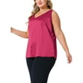 thumbnail image 5 of Agnes Orinda Plus Size Silk Satin Tank Tops for Women V Neck Casual Cami Sleeveless Blouses Summer Basic Camisole 3X Rose Red, 5 of 7