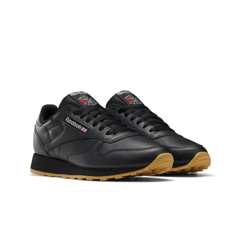 Reebok Men s Classic Leather Sneakers Black Gum 13.5 Women 12 Men Walmart