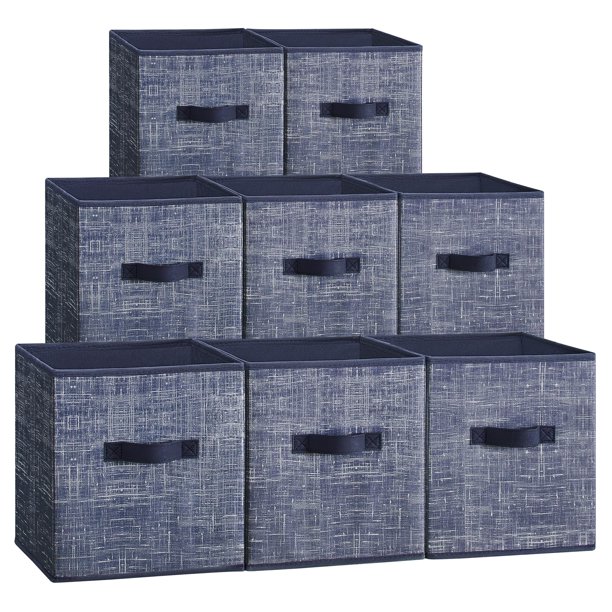Storage Cubes SONGMICS, tela no tejida azul brumoso, paquete de 8