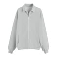 thumbnail image 7 of ManxiVoo Women's Oversized Lapel Zip Front Hoodie Raglan Sleeve Loose Casual Pullover Sweatshirt XL Size Grey, 7 of 7