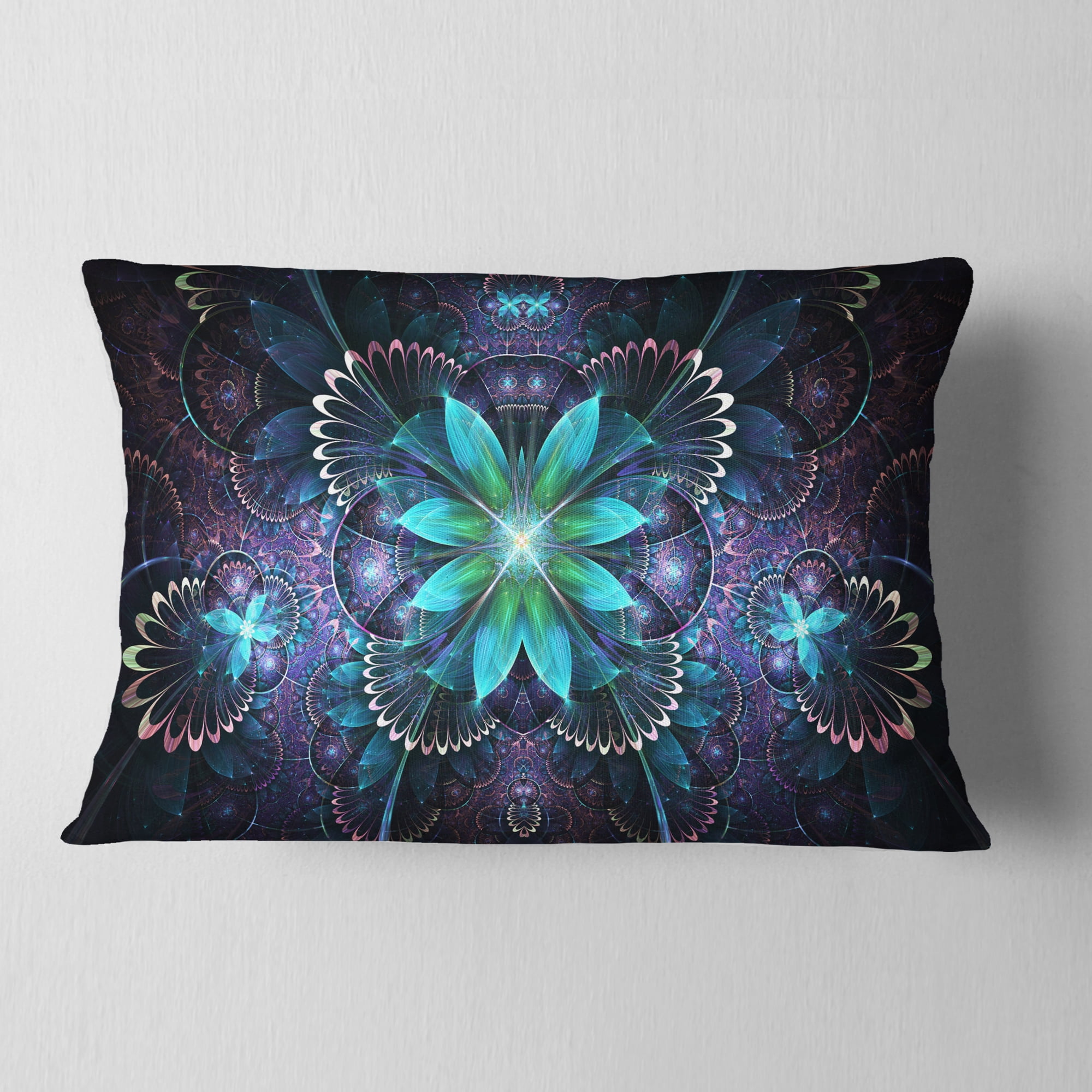 Designart 12" x 20" Blue Polyester Throw Pillow