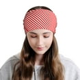 thumbnail image 3 of Womens Red White Vertical Stripe Pattern Slouchy Beanie Cap Headwear Hat Turban, 3 of 7