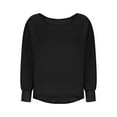 thumbnail image 2 of Cotton Tshirts for Women, Titcea Solid Color Crew Neck Long Sleeve Shirts, Loose Comfy Lightweight Casual Tops, 2 of 5