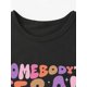 thumbnail image 4 of Camiseta para niña con estampado de setas y letras - Algodón suave, negra con diseño "Somebody's Feral Youngsters", linda camiseta de verano para niñas, lavable a máquina, 4 of 6