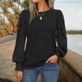 thumbnail image 6 of Yaruuzi Long Sleeve Shirts for Women Mock Neck Tops Pleated Front Blouses Puff Sleeve Boho Tops Dressy Casual Spring Fall Clothes 2026 Fashion Loose Tunic Tops Business Work Blouse Black L, 6 of 8