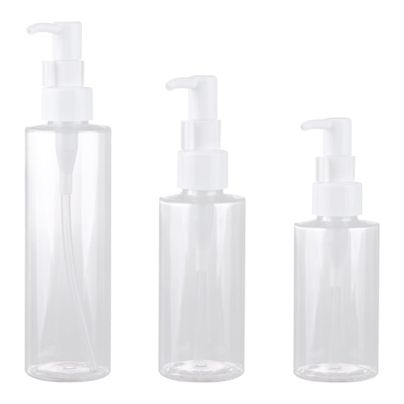 CRILSTYLEO 3Pcs Clear Empty Pump Bottles Airless Liquid Dispenser Bottles with Leakproof and Stable Base