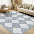 thumbnail image 4 of FairOnly 9'x12'Diamond Pattern Low Pile Stain Resistant Area Rug Modern Geometric Washable Rugs for Bedroom Livingroom,Grey, 4 of 7