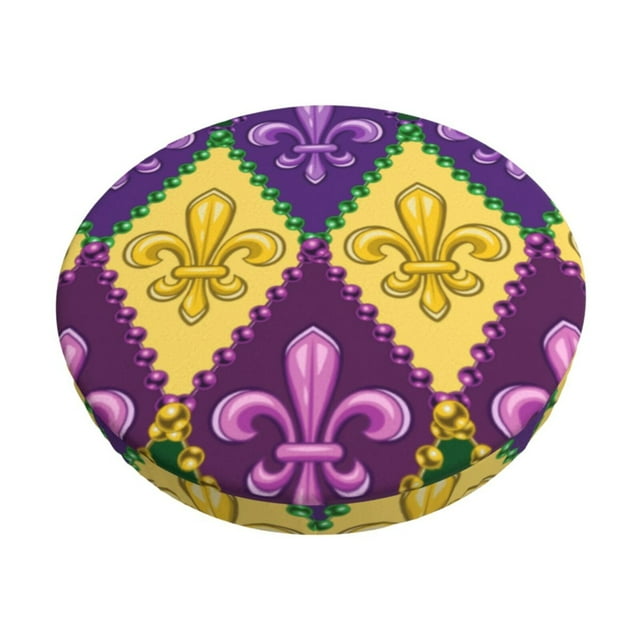 Balery Mardi Gras4 Fundas de asiento para taburete de bar redondo de tela de terciopelo ajustables que protegen de arañazos y manchas para sillas de 14 a 17 pulgadas.-12 inch