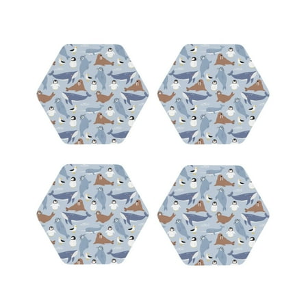 

Tideii Seal Fox Seagull Whales for Leather Coasters 4 Pieces Anti-fouling and Anti-scalding Decorative Coasters Suitable for Restaurants Kitchens Coffee Shops-Hexagon