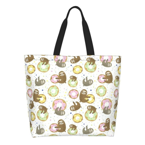 Easygdp Donut Sloth Bolsas Tote para Mujer, Bolsos de Hombro para Viaje, Bolsos de Mano de Gran Capacidad para Compras y Trabajo