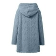 thumbnail image 5 of IWRICH Women's Oversized Sherpa Hooded Jacket Fuzzy Button up Hoodies Warm Winter Coats Blue XL, 5 of 6