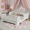 thumbnail image 2 of Mirightone Full Floor Bed with Door & Rail, Low-Profile Montessori Floor Bed Frame, Full Size Floor Bed with Removable Doors, Wood Bed with Rails, No Box Spring Needed (White), 2 of 5