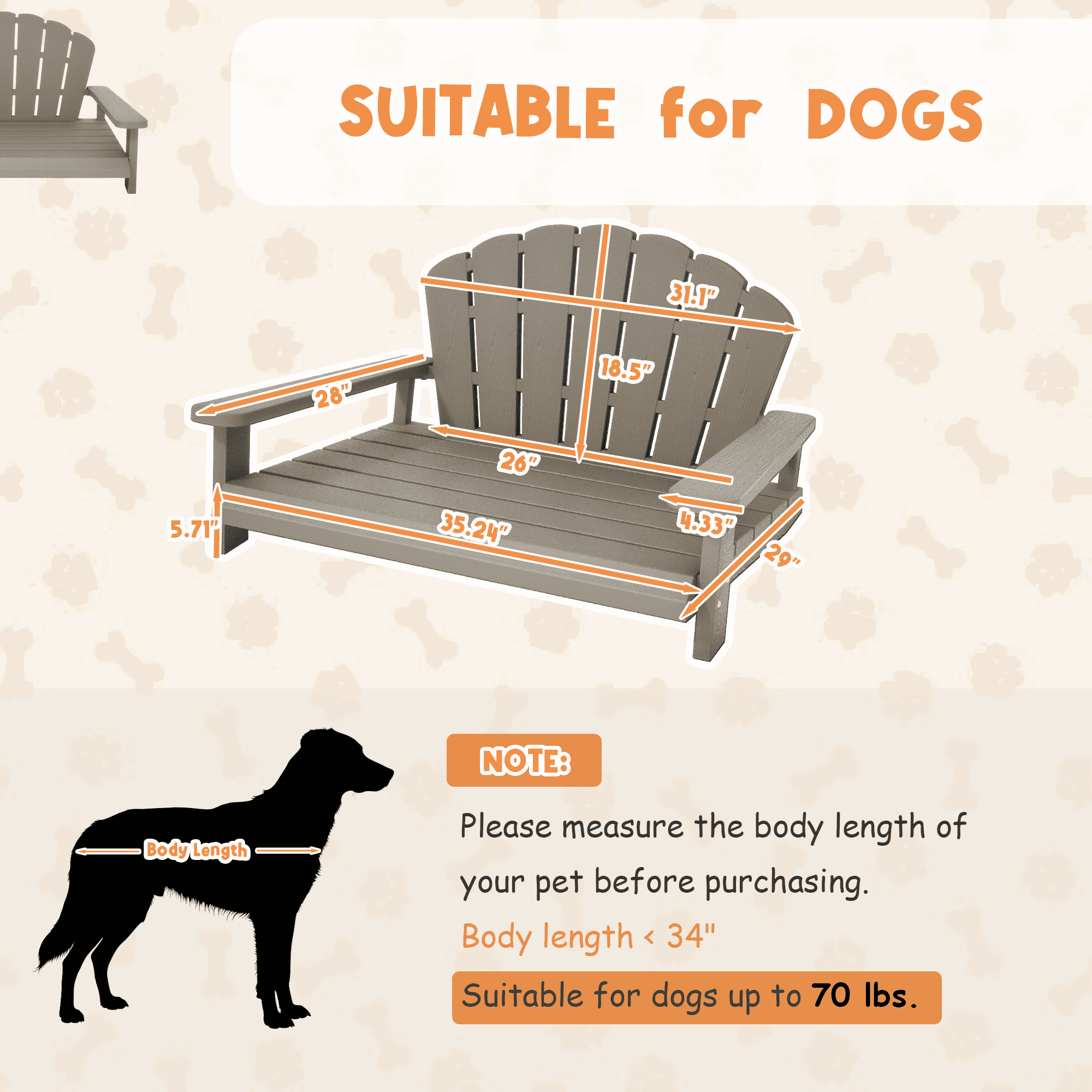 Bifanuo Resin Dog Bed,Waterproof & Washable Dog Bed, Easy to Assemble Indestructible Pet Bed,Suitable for Lliving Room,Bedroom,Patio,Garden,Gray