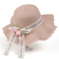 thumbnail image 3 of UTSJKR Womens Wavy Oversized Brim Straw Hat with Floral Tulip Lace Ribbon for Summer Seaside Vacation Outdoor Shoot Neighborhood Potluck Soft Elegant Accessory Pink, 3 of 6
