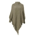thumbnail image 4 of Women's Lightweight Cape Shawl Sweater, Knit Tassel Pullover Shawl, High Collar Knitted Shawl Casual Pullover Sweater Coat, 4 of 6