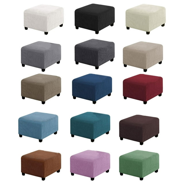 VONKY Housse d'Ottoman Extensible en Polyester Résistante à l'Usure et Durable, Douce pour la Peau et Respirante, Ne Se Déplie Pas Facilement, jade Foncé S