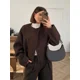 thumbnail image 1 of Abrigos cortos con cuello redondo para mujer, chaqueta elegante y cálida de manga larga con doble botonadura, Color sólido, moda de otoño, 2024, 1 of 5