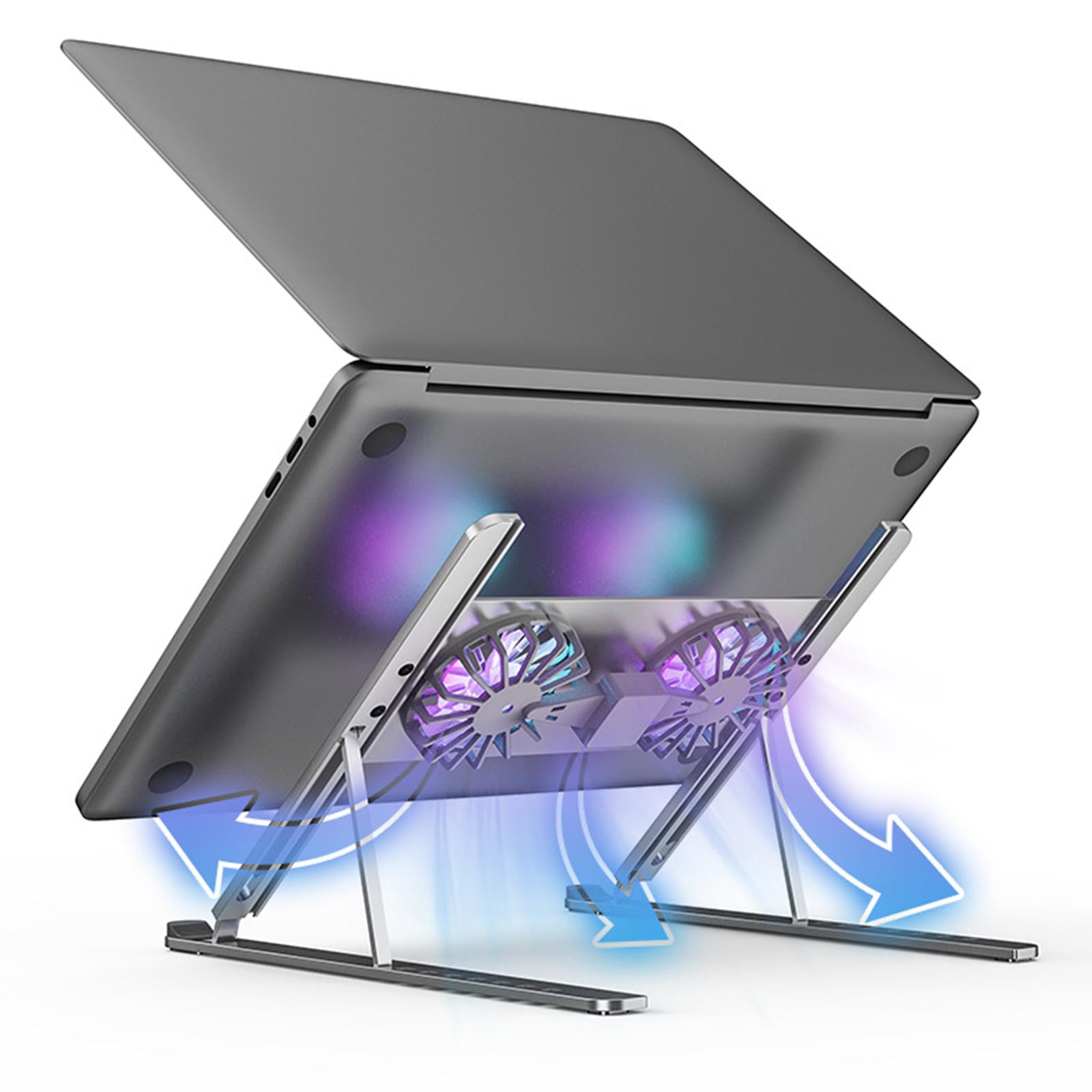 LeeQinersw Laptop Stand Portable Folding with Removable Cooling Fan for Tablet gray