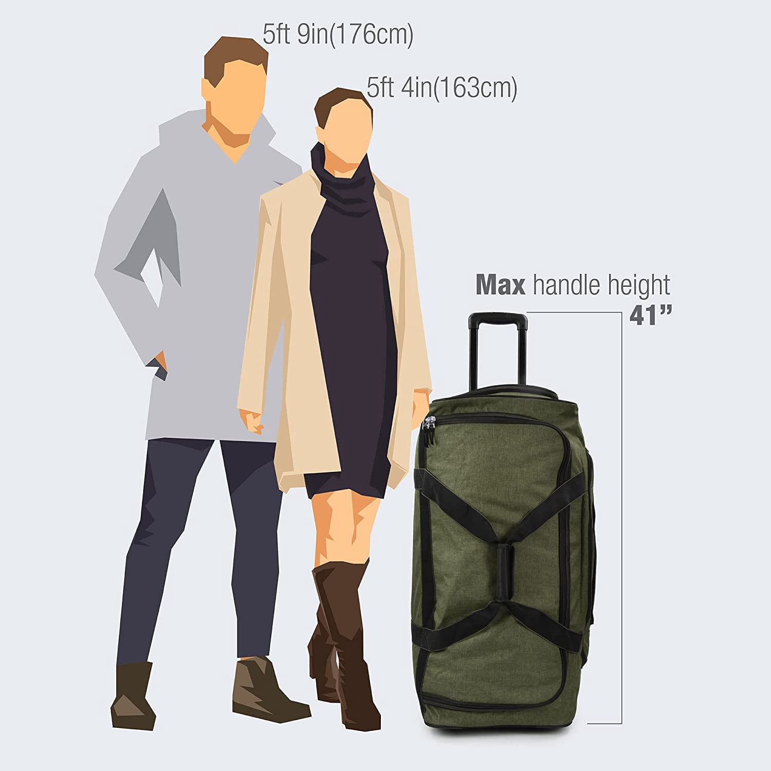 Pacific Gear Keystone 30" Rolling Duffel Bag with Wheels, Olive