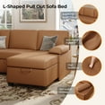 thumbnail image 4 of COPIAE 80” L Shaped Sofa Sleeper, 2 in 1 Pull Out Sofa Bed with Upholstered Cushion, Faux Leather Couch with Storage& Removable Armrest, Modern Comfort Sectional Couch Bed for Living Room Bedroom, 4 of 10