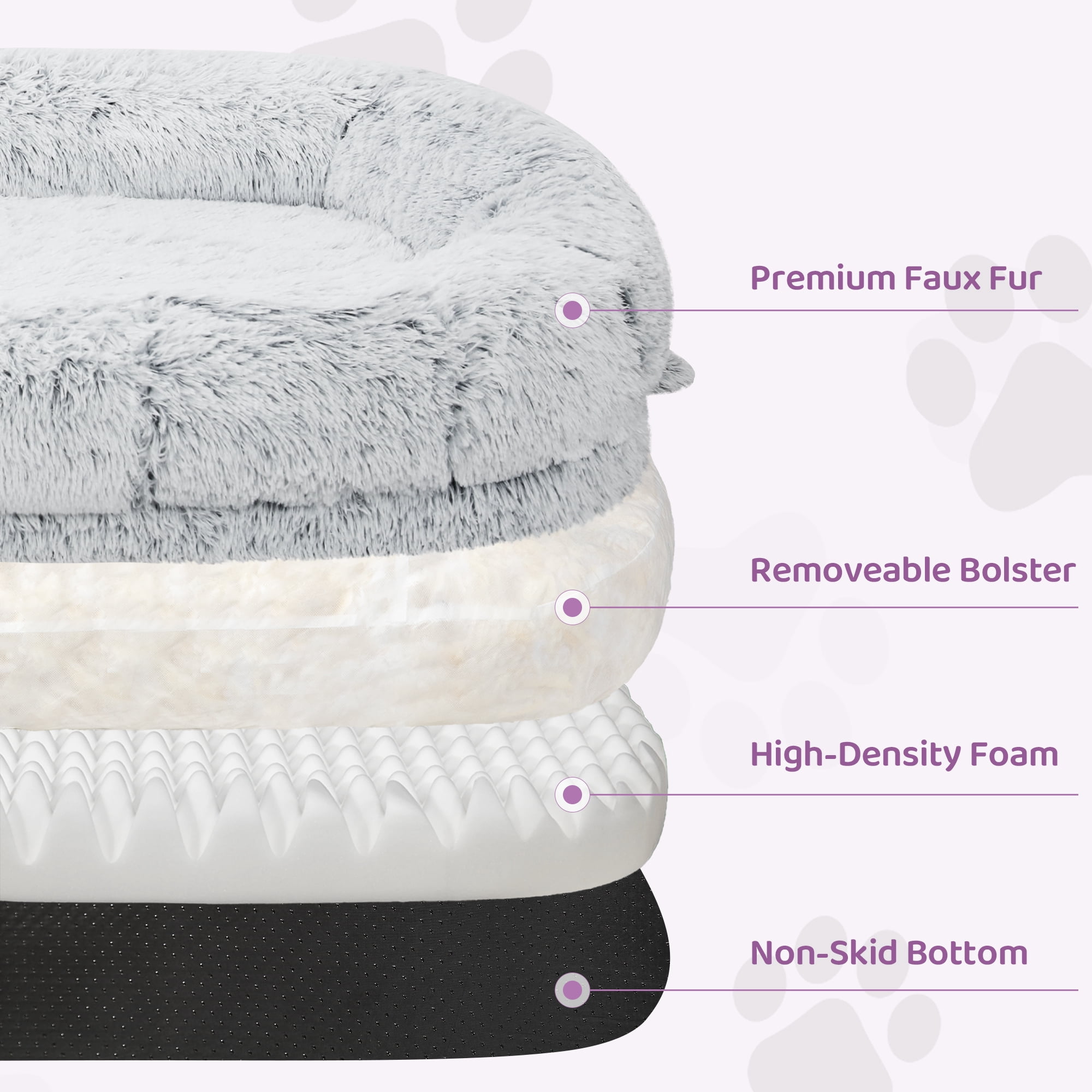 Skandiquip Large Human Dog Bed for Pets and Adults, 75"x43"x10", Plush Washable Cover With Blanket, Non-Slip Base, Orthopedic Memory Foam Support, Light Grey