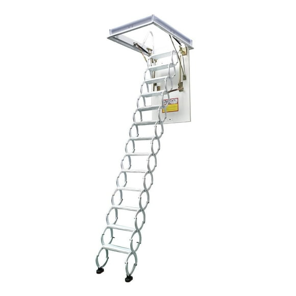Attic Pull Down Ceiling Retractable Folding Ladder Loft Stairs Carbon Steel White