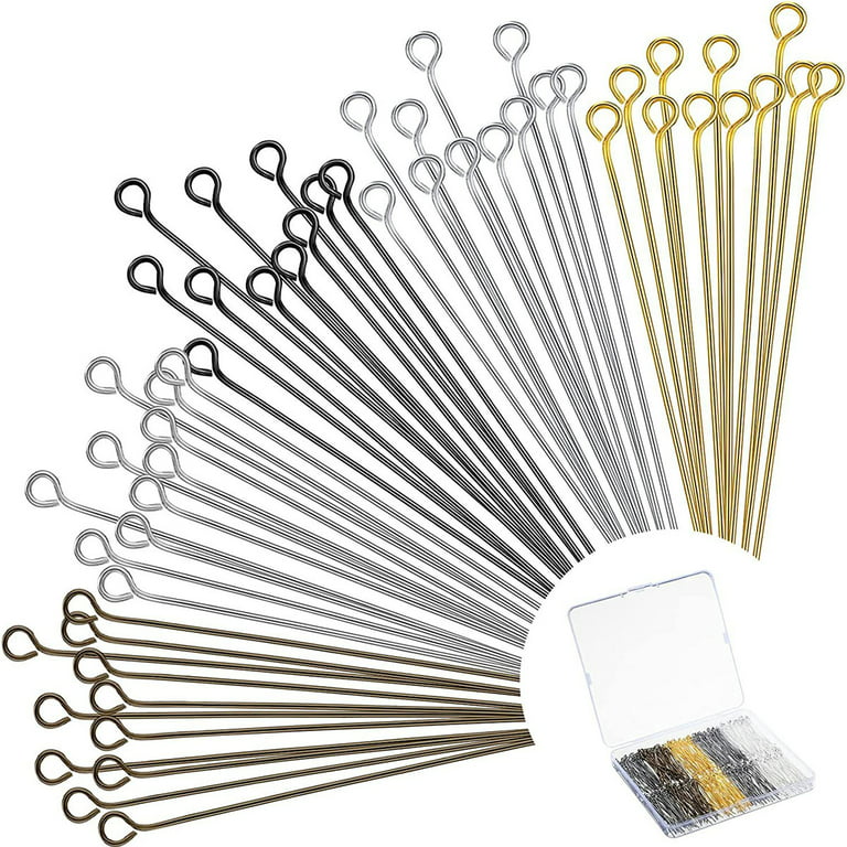 500pcs Iron Open Eye Pins 2.0 inch DIY Craft Making Eye Pins with Storage Box Not Easy to Deform or Fracture Head Pins Findings for Earring Pendant