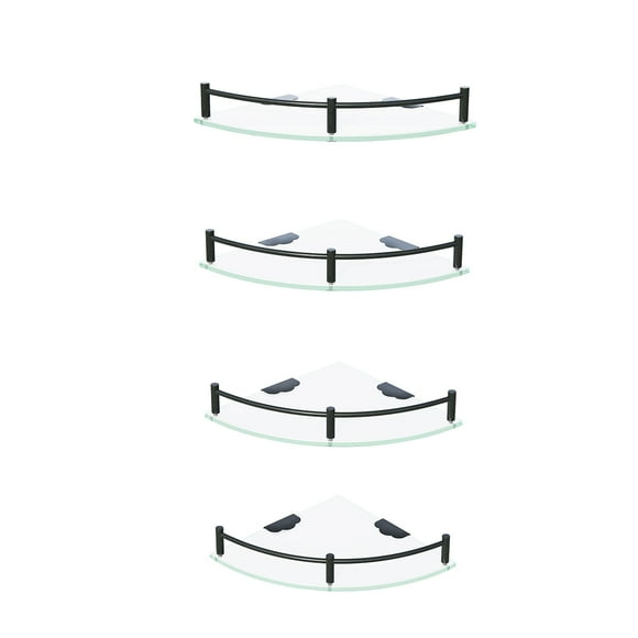 Esatto® Paquete 4 Repisas Esquineras Vidrio Negras AC-032N