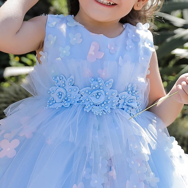Gubotare Baby Girl Dresses Toddler Girls Summer Tulle Dress with Ruffles  Sleeveless Casual Floral Baby Dress (Blue,Size 3-4 Years) - Walmart  Business Supplies