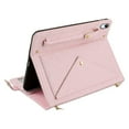 thumbnail image 4 of Case for iPad mini 6/mini 2024, Folio Stand PU Leather Rugged Cover with Shoulder Strap and Handstrap with elastic, Multi-Card Slots Cash Pockets Pen Slot Envelope Pocket Wallet Case, Pink, 4 of 10