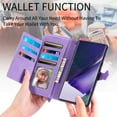 thumbnail image 2 of Compatible for Samsung Galaxy S25 Ultra Wallet Case for Women Girls with Card Holder - Retro Embossed Flower Zipper Wallet PU Leather Flip Cover with Detachable Wrist Hand Strap, Purple, 2 of 9