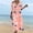 Pink, variant on QUNYINEY Casual Dresses for Women 3/4 Sleeve Midi Floral Beach A Line Dress Loose Fit V Neck Dresses