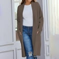 thumbnail image 2 of Baberdicy Cardigan Sweater Women's Autumn and Winter Solid Color Fashionable Thin Lapel Long Woolen Coat Casual Cardigan Women's Cardigans Coffee, 2 of 5