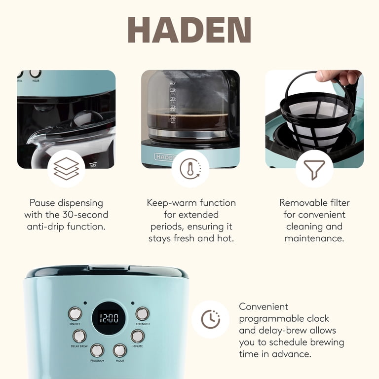 Haden Heritage Retro 12 Cup Electric Coffee Maker and Toaster