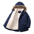thumbnail image 5 of Toddler Boys Girls Coats Padded Winter Parka Puffer Jackets Kids Faux Fur Collar Hooded Winter Warm Coat Overcoats 3-8 Years, 5 of 9