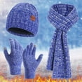 thumbnail image 2 of Ediodpoh Men and Women Winter Knit Neck Warmer Hat and Gloves Set Thick Thermal Windproof Warm Three Piece Set Blue, 2 of 6