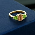 thumbnail image 3 of Gem Stone King 2.21 Ct Oval Brown Tiger Eye Green Peridot 18K Yellow Gold Plated Silver Ring (Size 5), 3 of 4