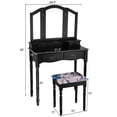 thumbnail image 5 of Patiojoy Tri Folding Vanity Mirror Makeup Table Set w/4 Drawers & Stool Black, 5 of 5