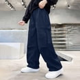thumbnail image 5 of Rhuody Boy'S Pants Elastic Waist Athletic Joggers With Pockets Loose Fit Straight Leg Cargo Trousers Durable Wear Navy 5-6 Years, 5 of 5